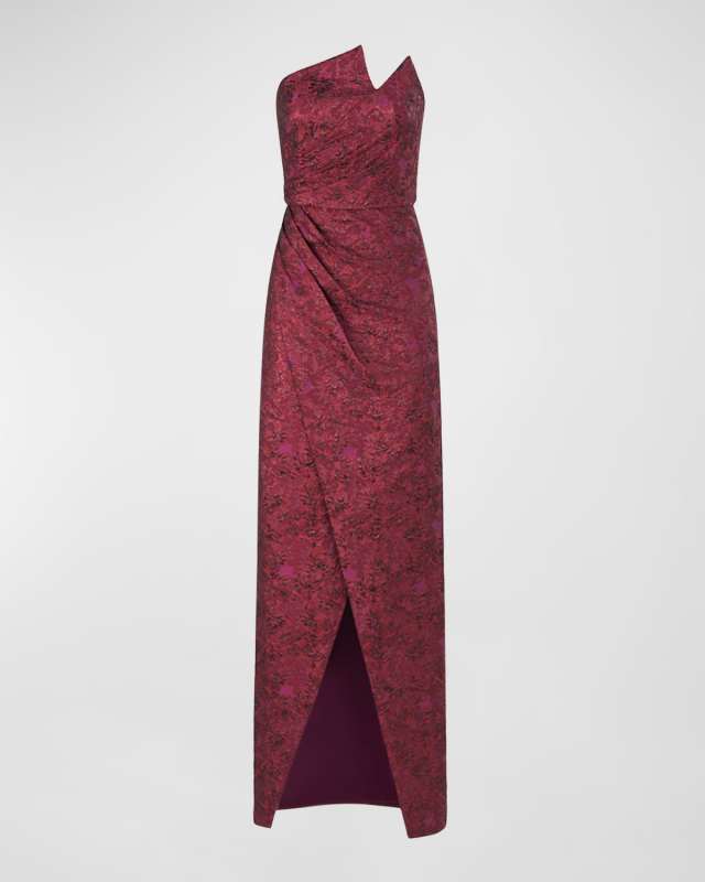 Harmony Asymmetric Strapless Jacquard Gown